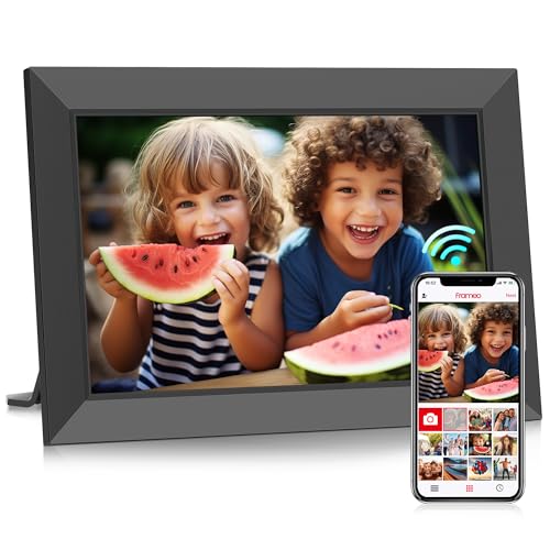 Frameo 10.1 Inch Digital Picture Frame, Smart Wifi Electronic Photo Frame with HD IPS Touch Screen Slideshow Display 32GB Memory Auto-Rotate Wall Mount, Share Photos/Videos from Phone by Frameo App