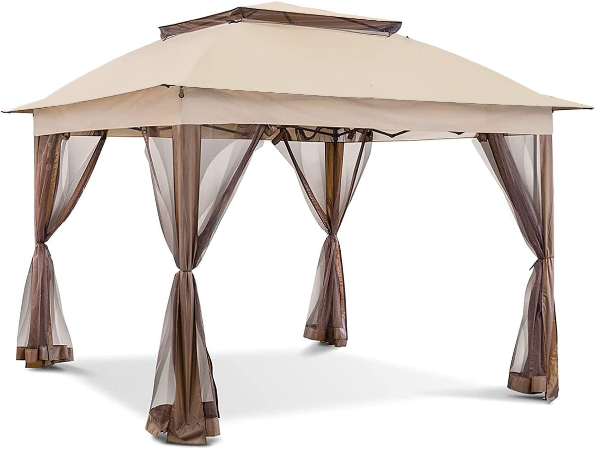 Garden Winds Custom Fit Replacement Canopy Top Cover Compatible with The Joyside 11'x 11' Pop Up Gazebo - Upgraded Performance RIPLOCK 350 Fabric