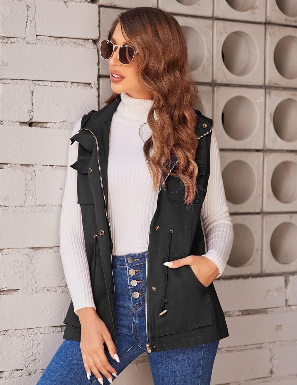 Beyove Womens Lightweight Sleeveless Military Anorak Vest