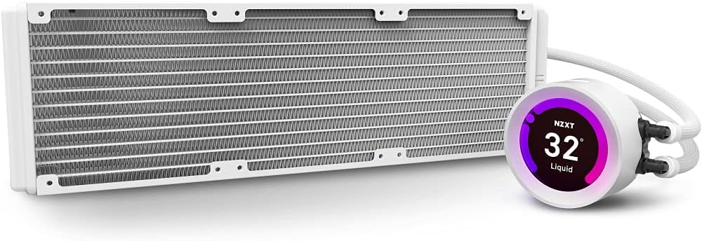 NZXT Kraken Z73 RGB 360mm - RL-KRZ73-RW - AIO RGB CPU Liquid Cooler - Customizable LCD Display - Improved Pump - Powered by CAM V4 - RGB Connector - Aer RGB 2 120mm Radiator Fans (3 Included) - White