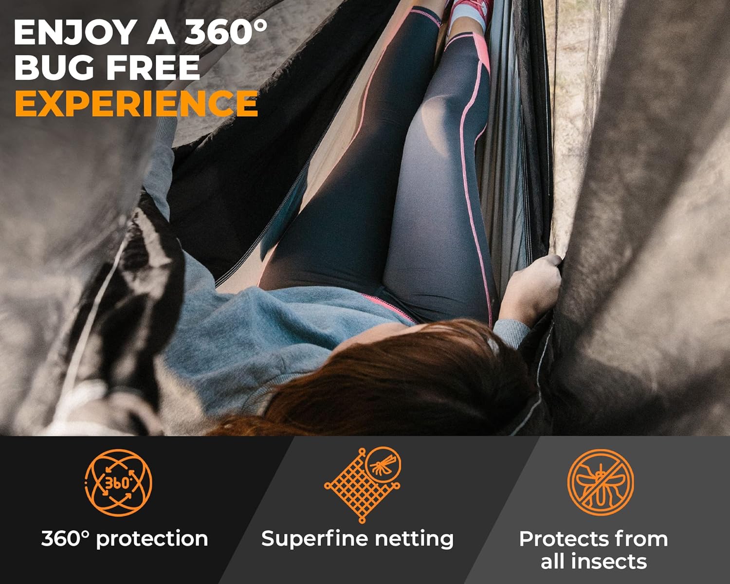 Foxelli XL Hammock Net – 12ft Net for Hammocks, Lightweight Portable Hammock Netting, Fast and Easy Set Up, Fits All Camping Hammocks