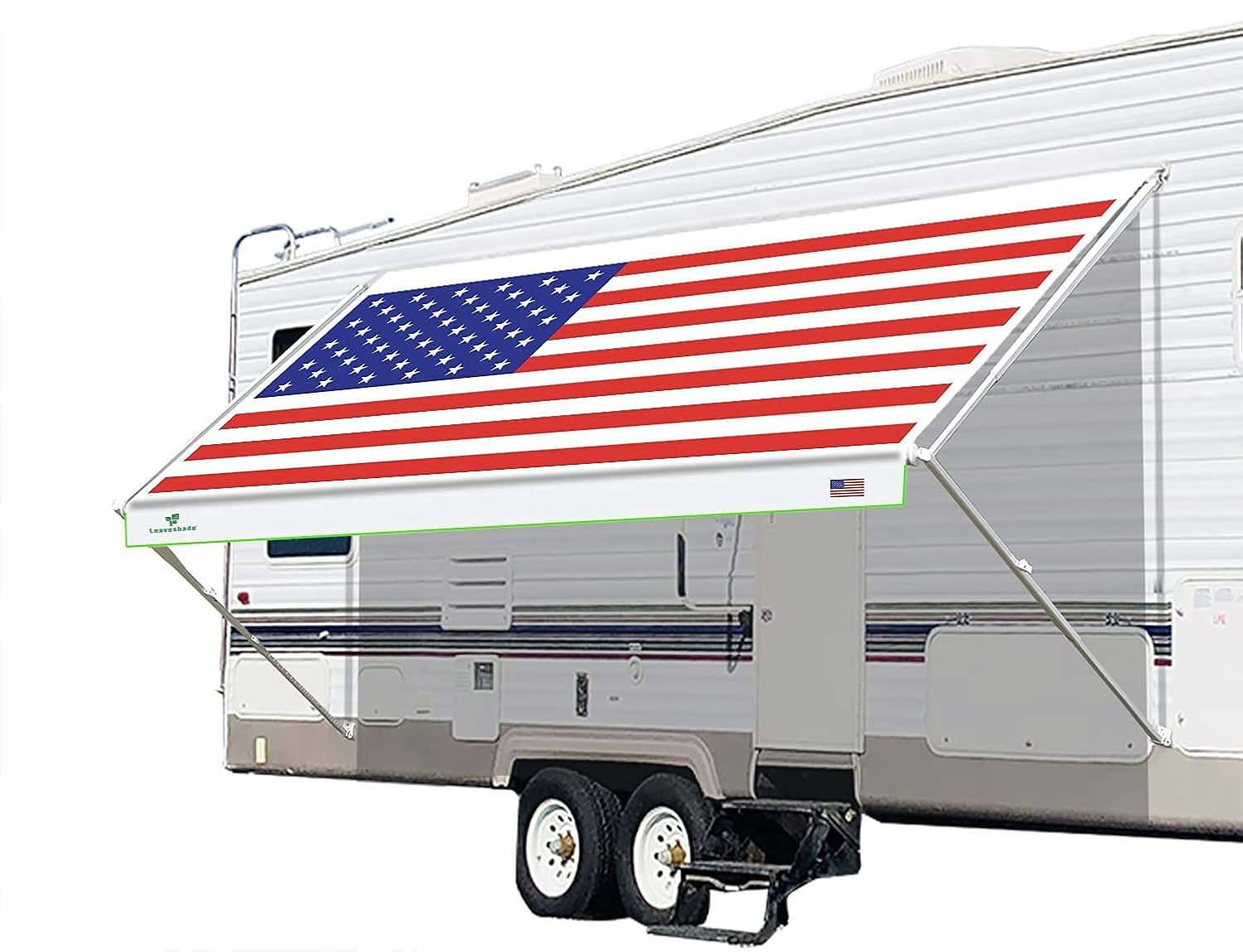 RV Awning Fabric Replacement Camper Trailer Awning Fabric Super Heavy Vinyl Coated Polyester 16'3''(Fit for 17' Awning)-USA Flag (Custom Looking)