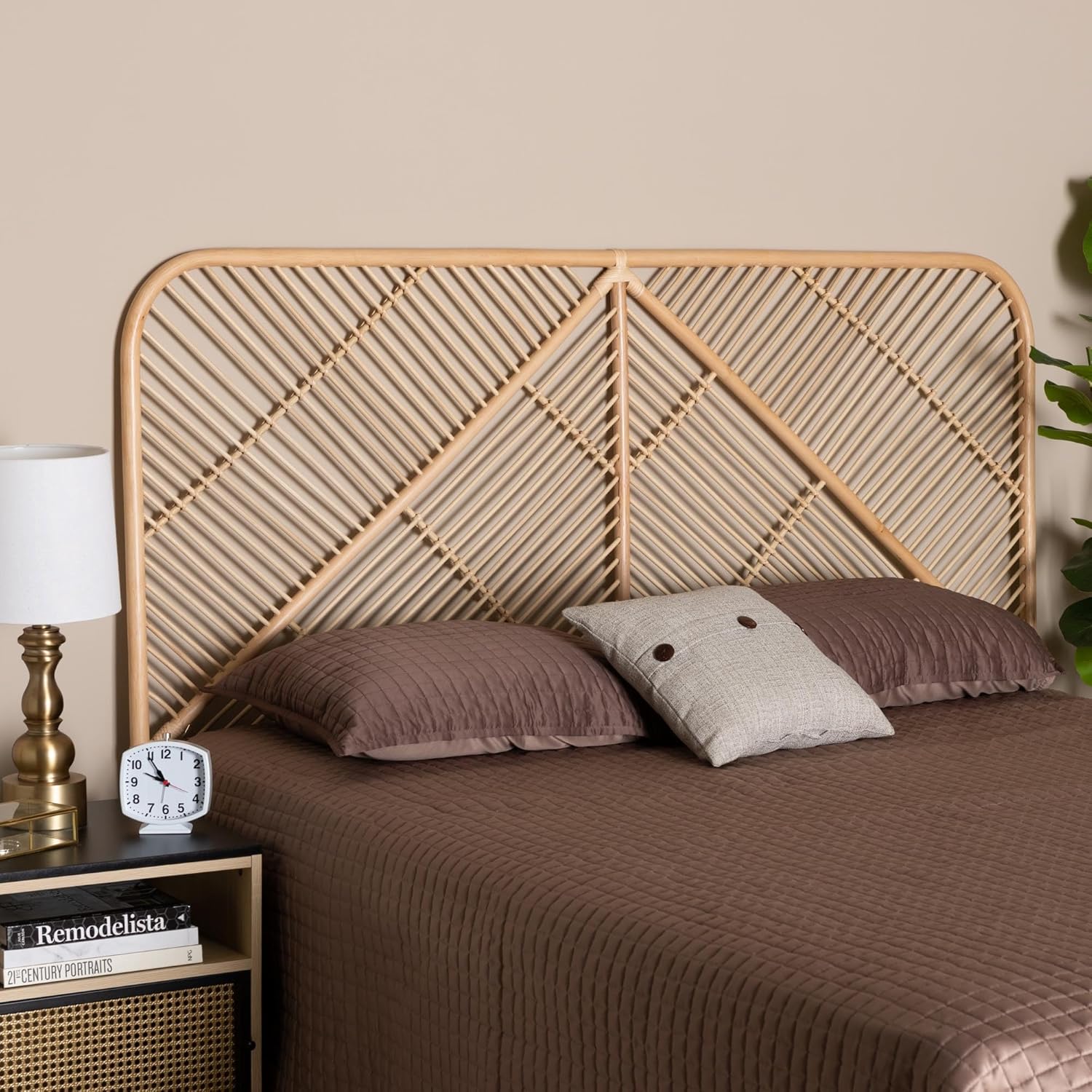 Baxton Studio Walid Natural Rattan Headboard, Queen