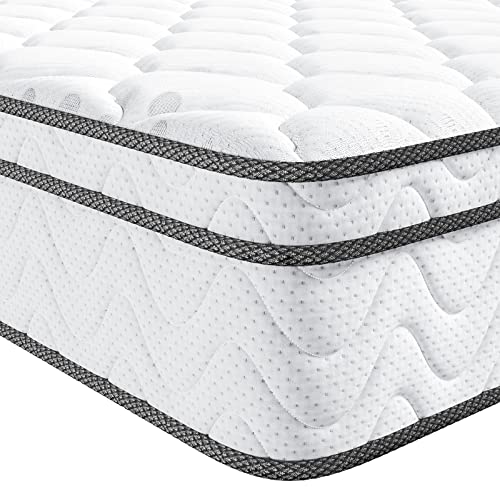 Vesgantti Twin XL Mattress, 10.1 Inch Hybrid Mattress with Memory Foam & Pocket Spring, Ergonomic Design & Pressure Relief, Medium Firm Feel Mattress in a Box