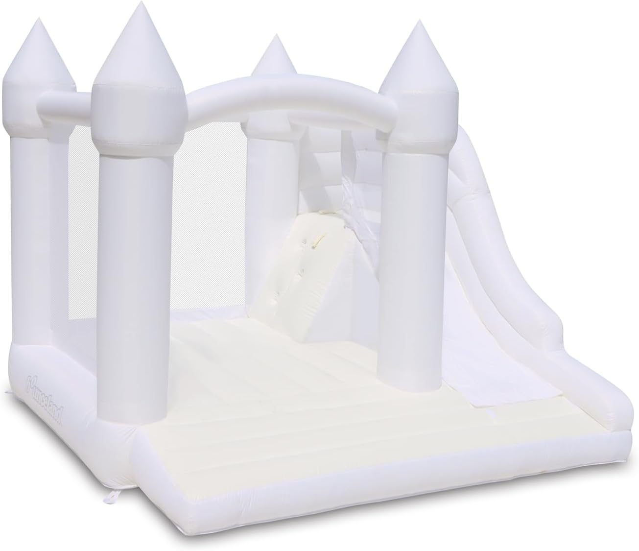 Bounceland Castle Palace Daydreamer Cloud Bounce House, 10.8 ft L x 9.8 ft W x 8.7 ft H, Basketball Hoop, UL Blower Included, Trendy Neutral Color, Fun Slide & Bounce Area, Castle Theme for Kids