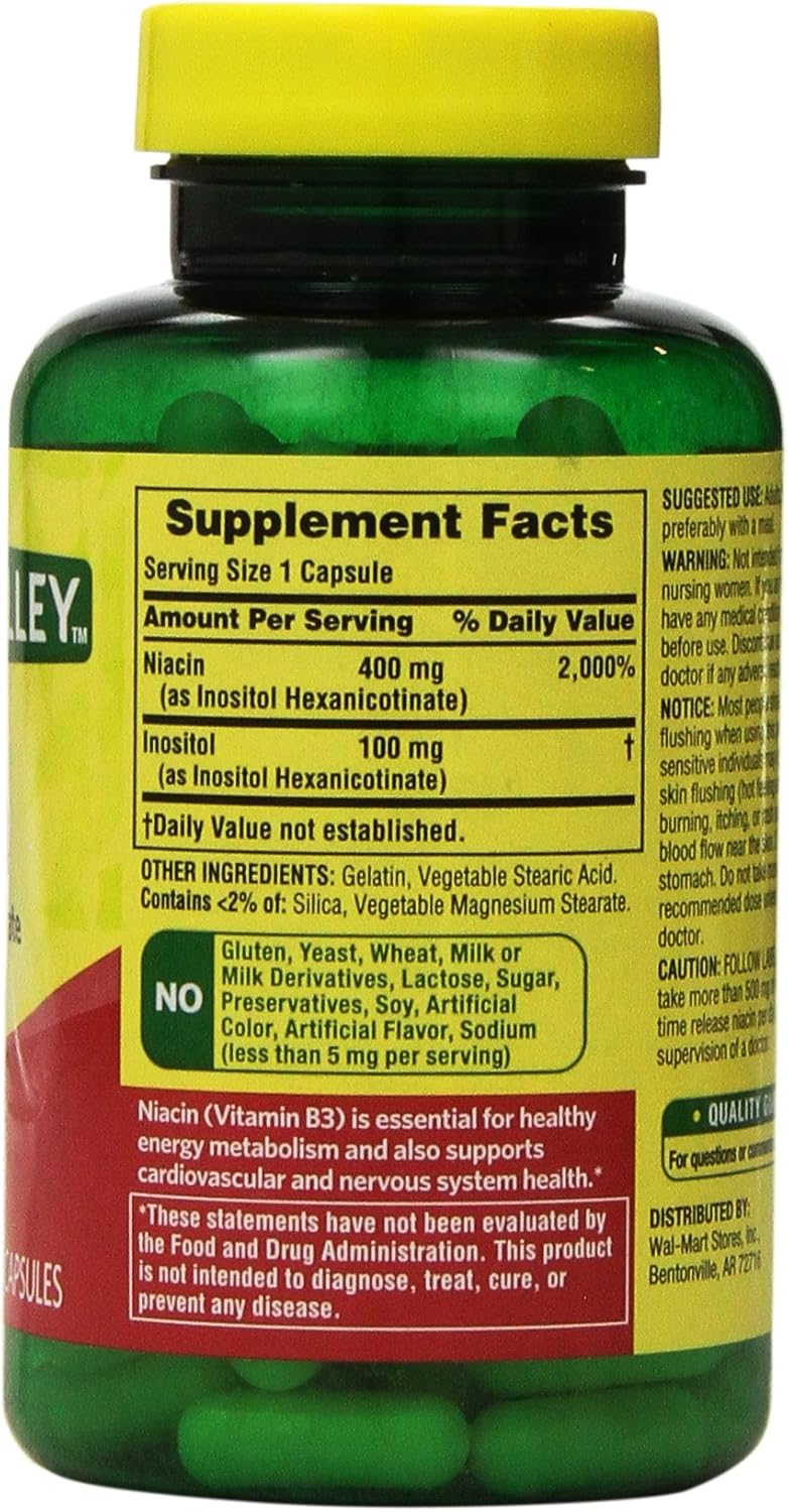 Spring Valley - Flush Free Niacin (B-3) 500 mg, 240 Capsules (2 Bottles of 120)
