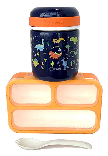 Kids Thermos for Hot Food with Small Bento Lunch Box, Insulated Stainless Steel Wide Mouth Soup Jar, Toddlers Girls Pre-School Daycare Leakproof Vacuum Seal Container 10 oz 300 ML Pink Unicorn Set