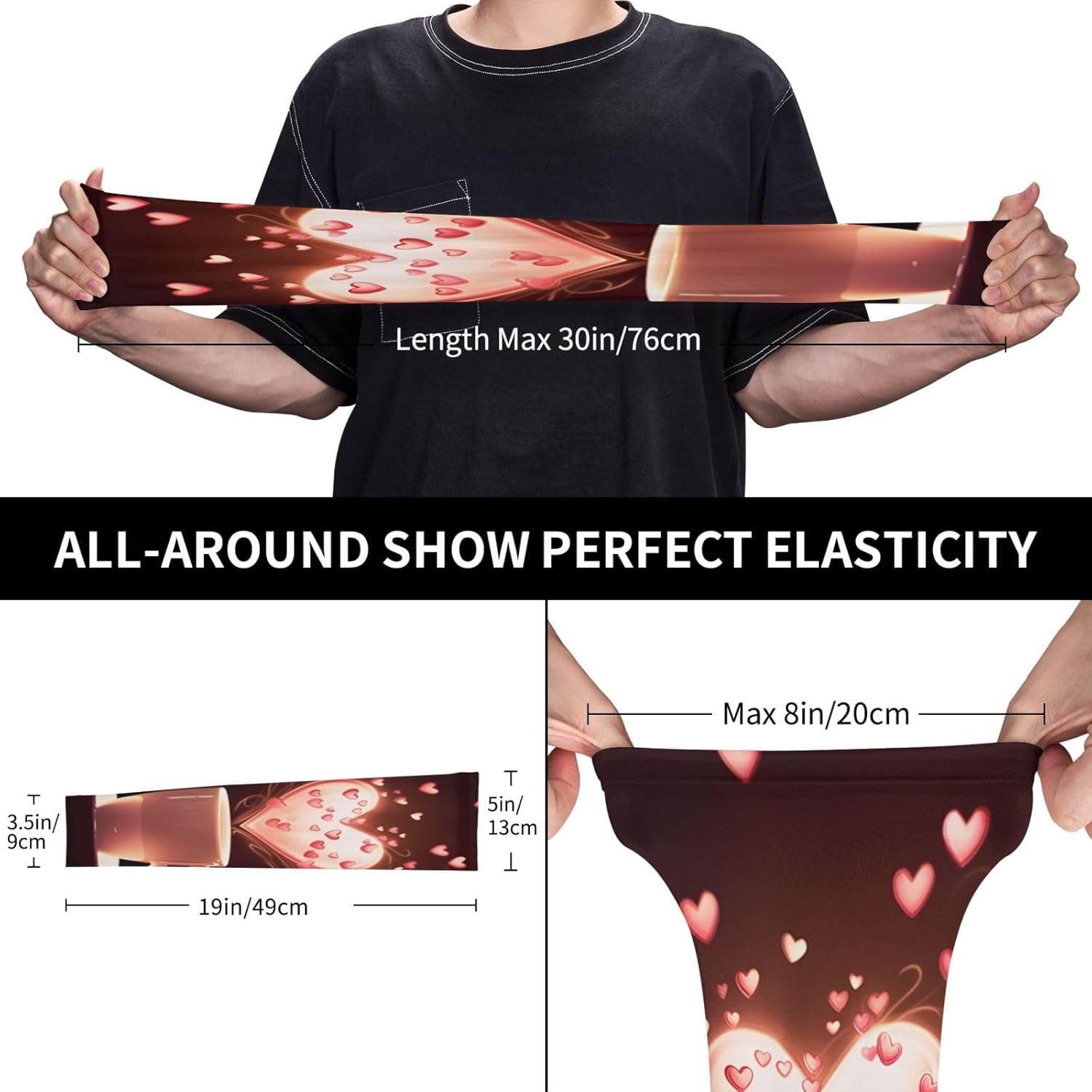 UV Sun Protection Arm Sleeves Heart Cup Compression Sleeves Cooling Arm Sleeves for Men Women Gardening Sleeves