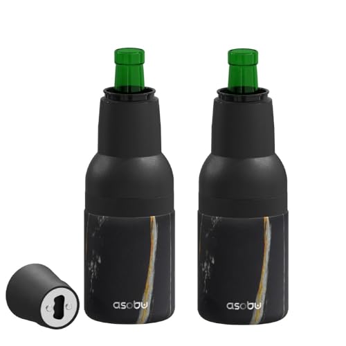 Asobu Skinny Can Cooler Insulated Stainless Steel Sleeve for a Slim 12 Ounce Can With a Reusable Straw (black)