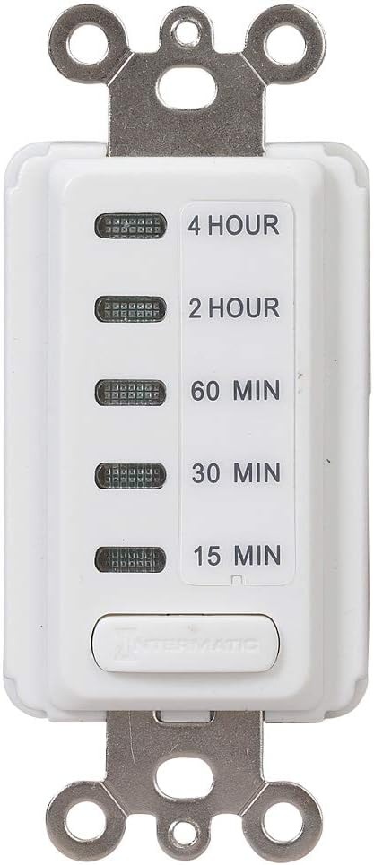 Intermatic EI215W 15/30/60 Minute, 2/4 Hour SPST 1800-Watt in-Wall Countdown Timer, White