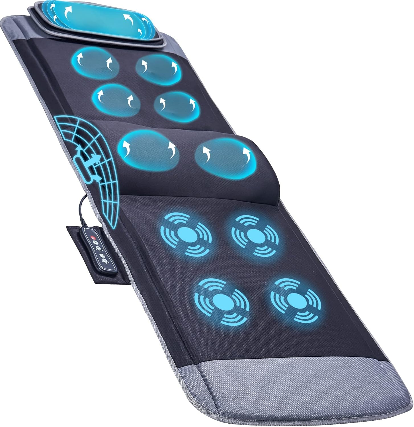 ZEBORA Full Body Massage Mat with Vibration, Stretching and Pressure Massage, Adjustable Pillow Height, Bed Sofa Floor Home Office Massage Mat, Relieve Pain for Neck, Back, Waist, Legs, Massage Pad