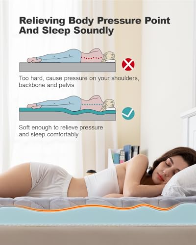 3 Inch Gel Cooling Memory Foam Mattress Topper King Size Bed, Cool Mattress Pad with Removable Knitted Cotton Cover for Back Pain Pressure Relief, CertiPUR-US and OEKO-TEX Certified, Gray