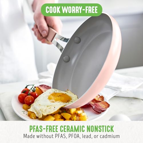 GreenLife Dream 10-Piece Ceramic Nonstick Cookware Set, Pots Frying & Sauce Pans, PFAS Free & PFOA Free, Dishwasher & Oven Safe, Stay-Cool Handles, Durable Aluminum Body, Versatile Cooking, Sage Green
