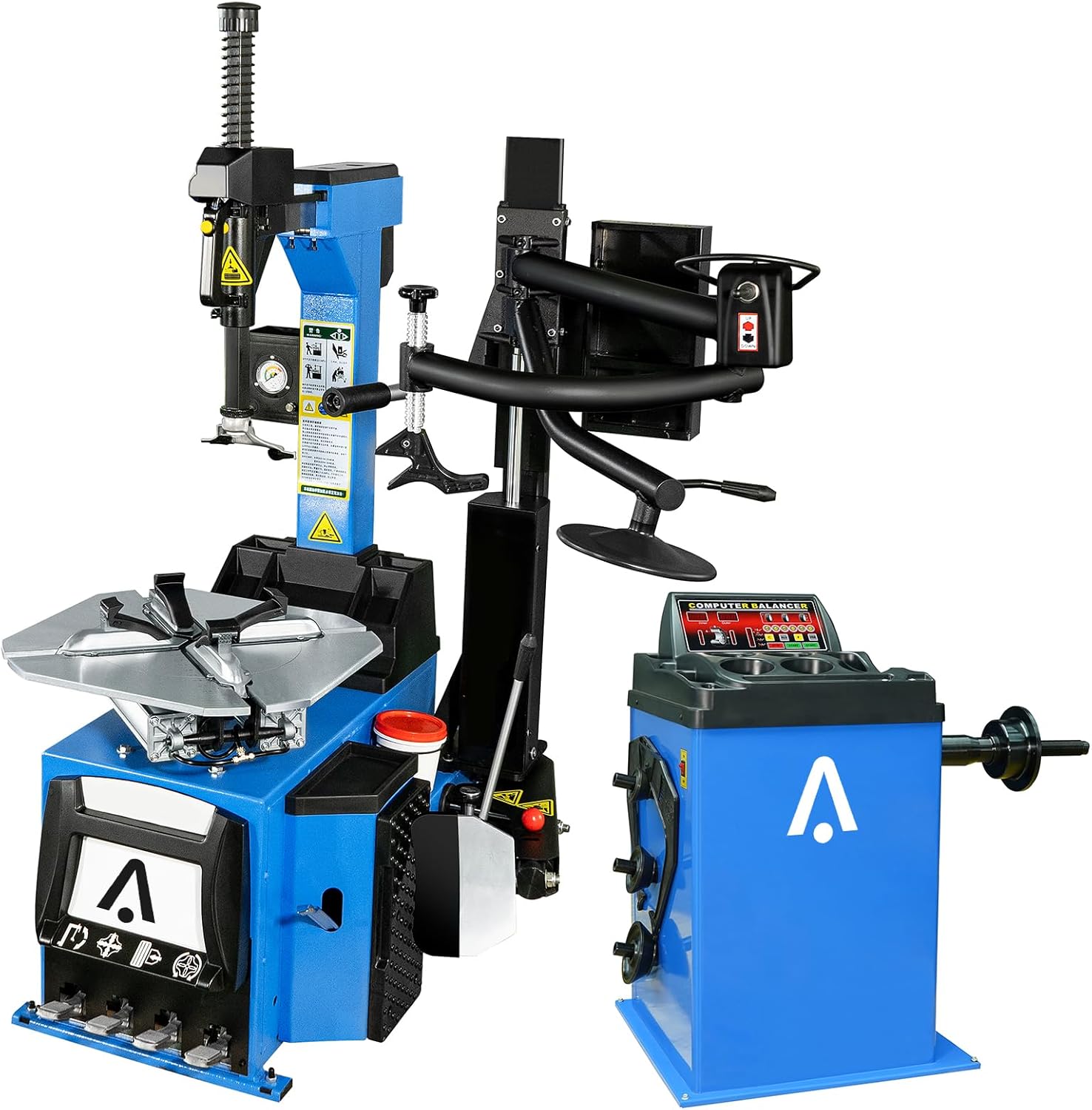 Acekool 1.5HP Tire Changer Machine, Pneumatic Tilt-back Automatic Tire Machine & Balancer Combo, Rim Clamp 10″-24″, Tire Bead Breaker 41.3″(1050mm), 1.5HP Tire Changer for Motorcycle, Car, Truck