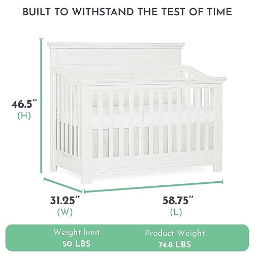 Evolur Waverly 5-in-1 Full Panel Convertible Crib in Rustic Grey, Greenguard Gold Certified , 58.75x31.25x46.5 Inch (Pack of 1)