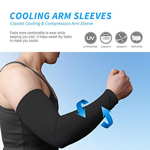 Eutuxia UV Sun Protection Compression Sports Cooling Arm Sleeves for Men & Women