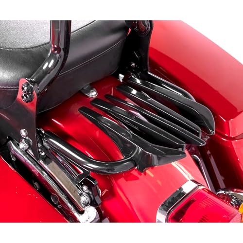 Invisible Style Two Up Luggage Rack Compatible with 2009-2024 Harley Touring Street Glide Road Glide Road King Electra Glide Black