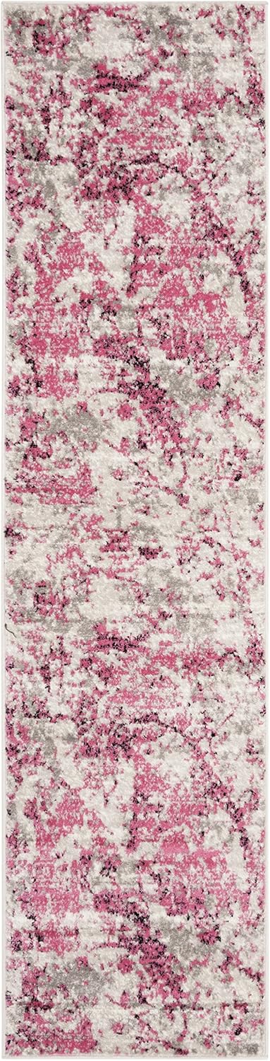 SAFAVIEH Skyler Collection 2' x 6' Pink / Ivory SKY186N Modern Abstract Non-Shedding Living Room Entryway Foyer Hallway Bedroom Runner Rug
