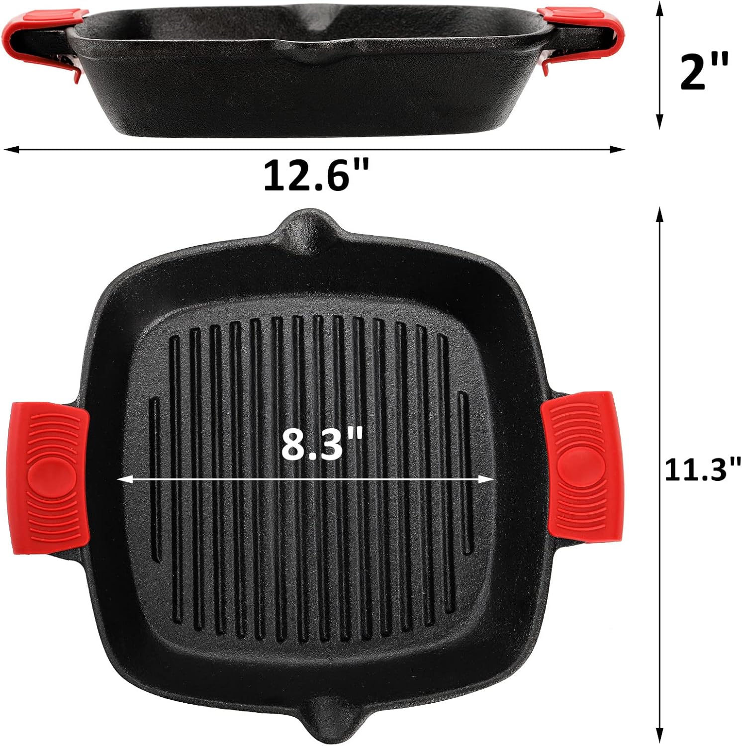 ZOOFOX Cast Iron Grill Pan, 10