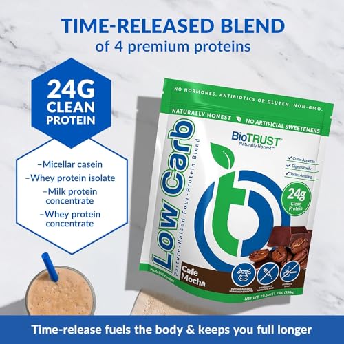 BioTrust Low Carb Protein Powder – Natural and Delicious Whey & Casein Blend from Grass-Fed Hormone Free Cows – Non GMO, Soy Free, Gluten Free, Hormone Free (Vanilla)