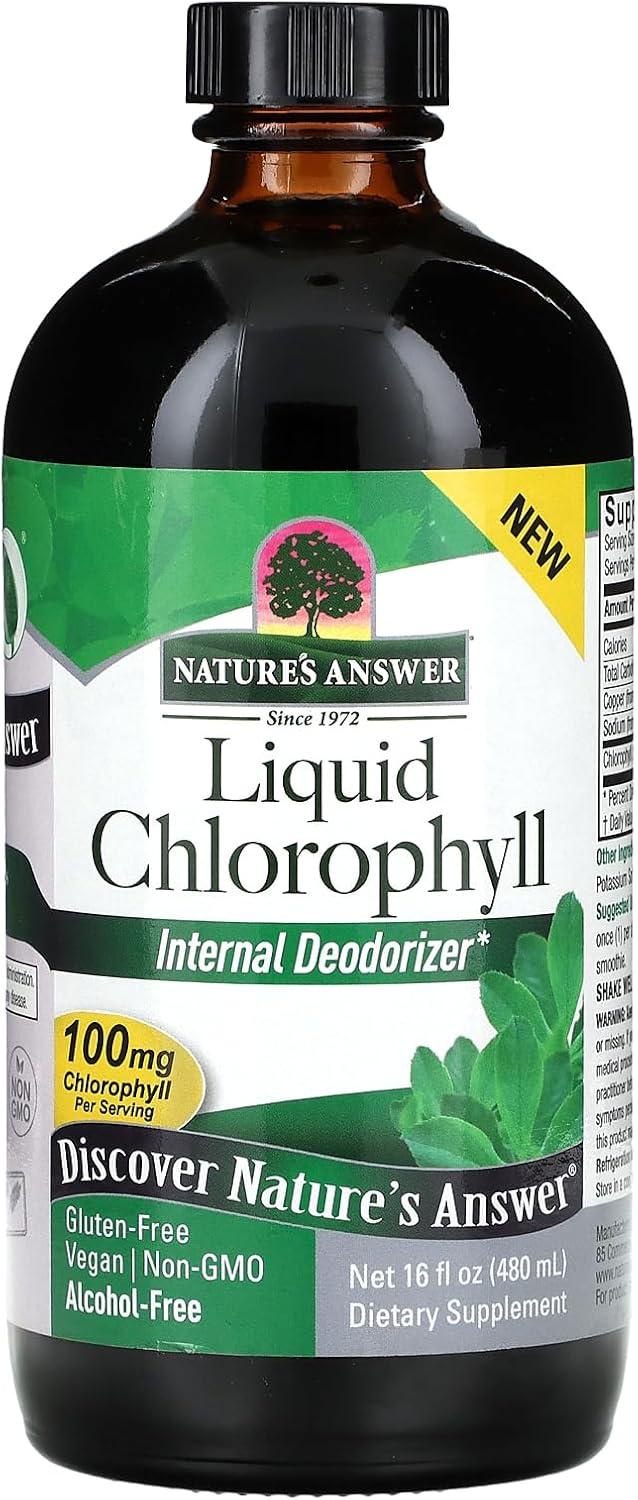 Nature's Answer – Liquid Chlorophyll Spearmint 16oz, Internal Deodorant*, Skin and Hair Support* Supports Healthy Immune Function, Detoxification 16oz, 32 Servings | Gluten Free | NON-GMO