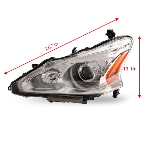 PENSUN Headlight Assembly Compatible with 2013 2014 2015 Nissan Altima Sedan 4-Door Projector Headlamp Chrom Housing Clear Lens (Passenger & Driver Side)