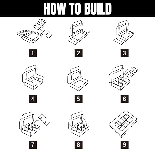 Mini Truffle Boxes - Kraft | VERY SMALL 6 Treats - Window and Dividers | 5 x 3.5 x 1.57 Inches | Pack of 100