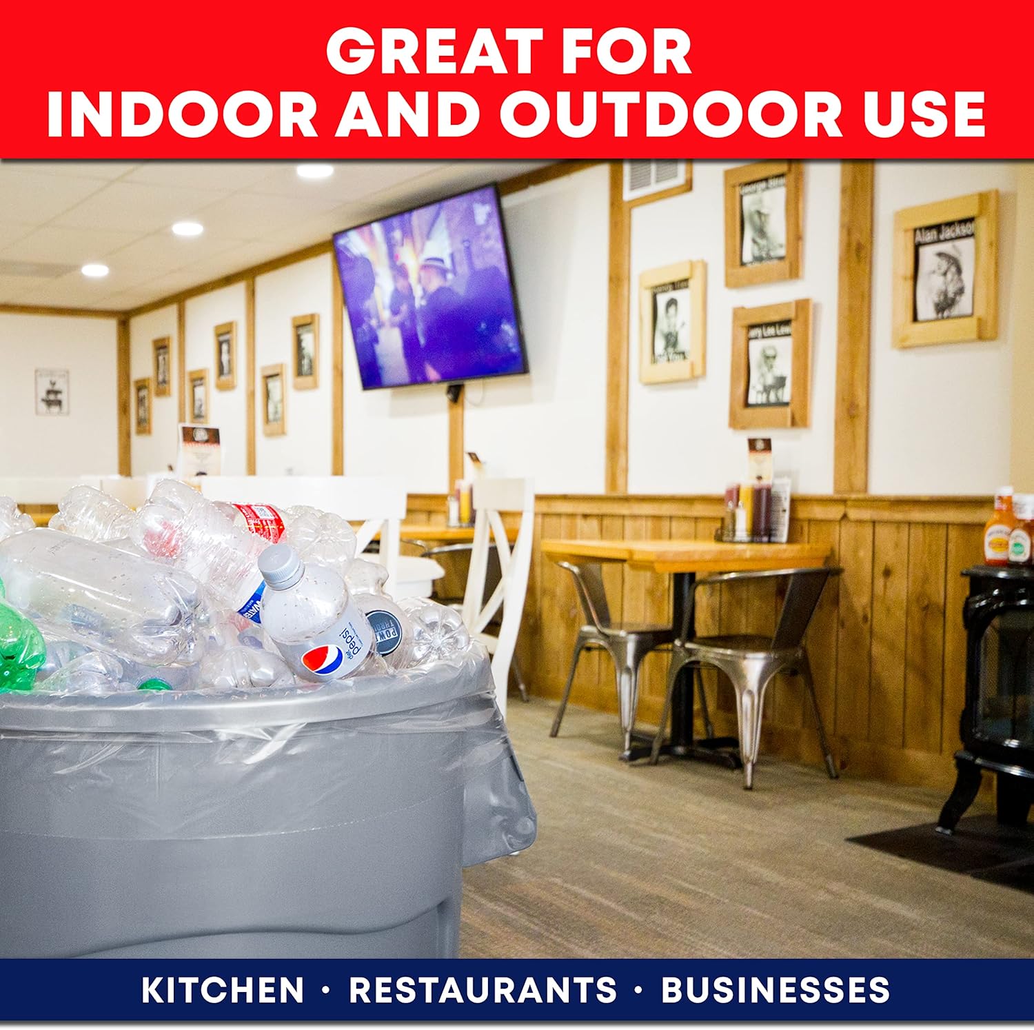 30-33 Gallon Clear Trash Bags Heavy Duty (Value Pack 100 Bags w/Ties) Large Clear Plastic Recycling Garbage Bags. Clear Large Trash Bags 30+, 32 Gallon