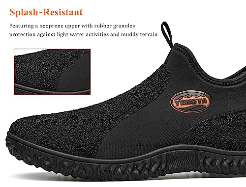 Men's Neoprene Mud Boots Lightweight Slip-on Garden Shoes Low Short Rubber Rain Boots for Gardening, Camping and Yard Work