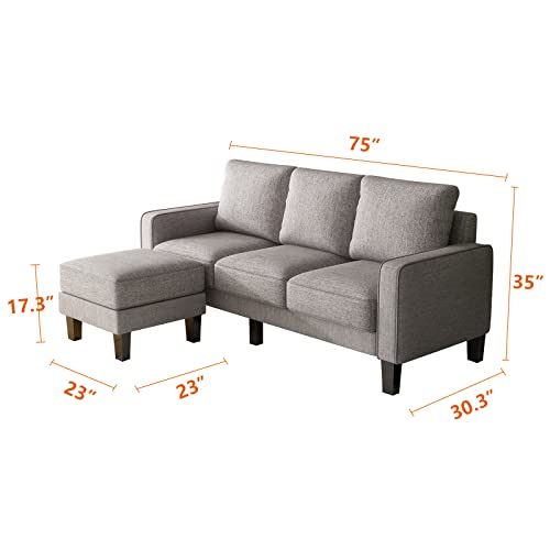 HomSof Modern Upholstered Loveseat Sofa with Square Arms