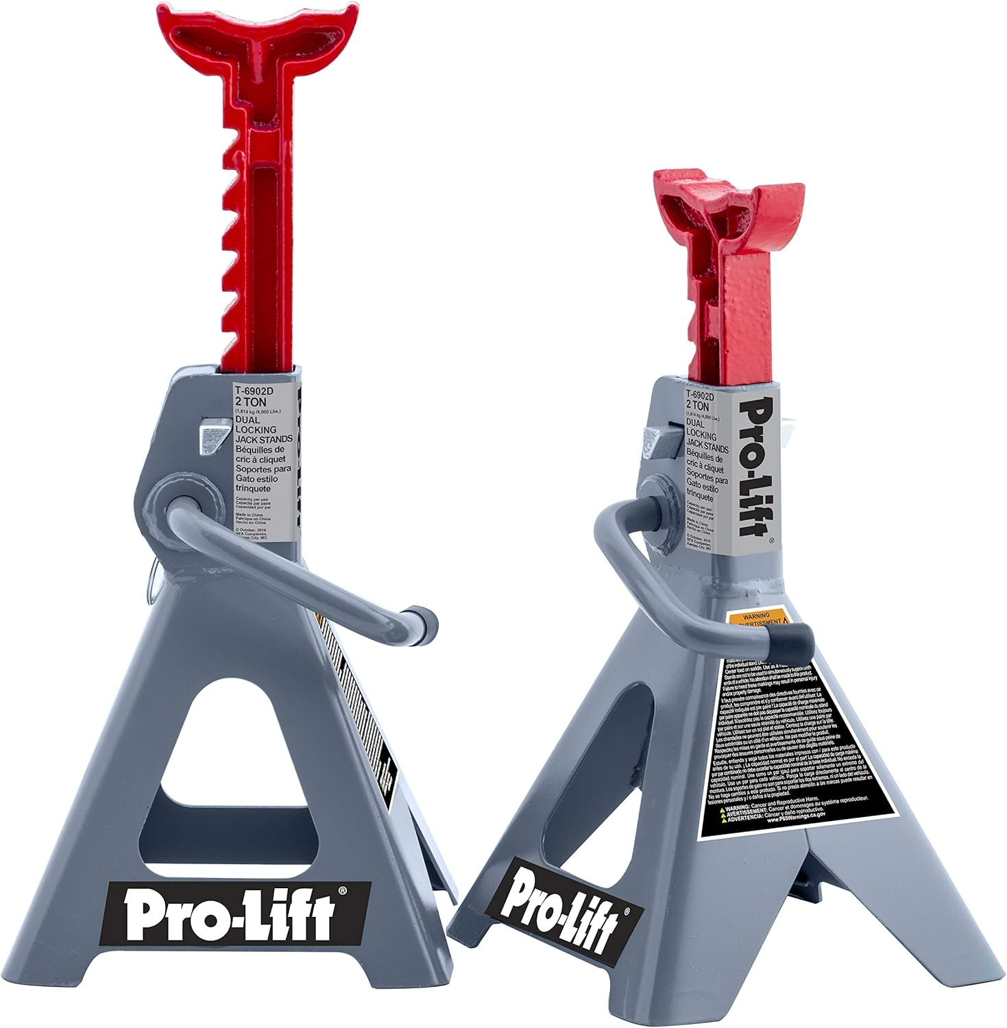 Pro-LifT T-6902D Double Pin Jack Stand - 2 Ton, 1 Pack , Gray