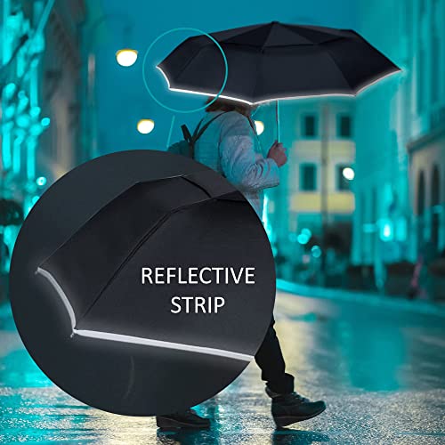NEW Windproof Umbrella for Rain Large Double Canopy Travel Umbrella,Golf Umbrella,Automatic Compact Umbrella,Folding Umbrella for Backpack,Portable Umbrella Auto,Mens Umbrella, Blue