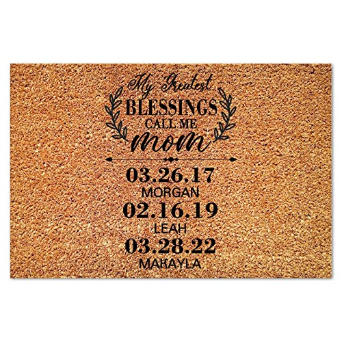 My Greatest Blessing Call Me Mom Coir Doormat Family Love Door Mats Farmhouse Thick Durable Non Slip Front Door Mat for Front Outdoor Indoor Home Entrance Housewarming Gift 24x36in