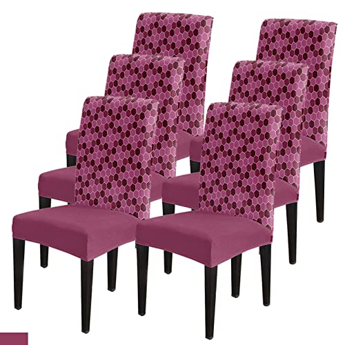 Chair Covers for Dining Room 6 Pack Stretch Chair Cover, Removable Kitchen Chair Slipcovers, Old Fashioned Plaid Tartan in Green Color Dining Chair Protectors Covers