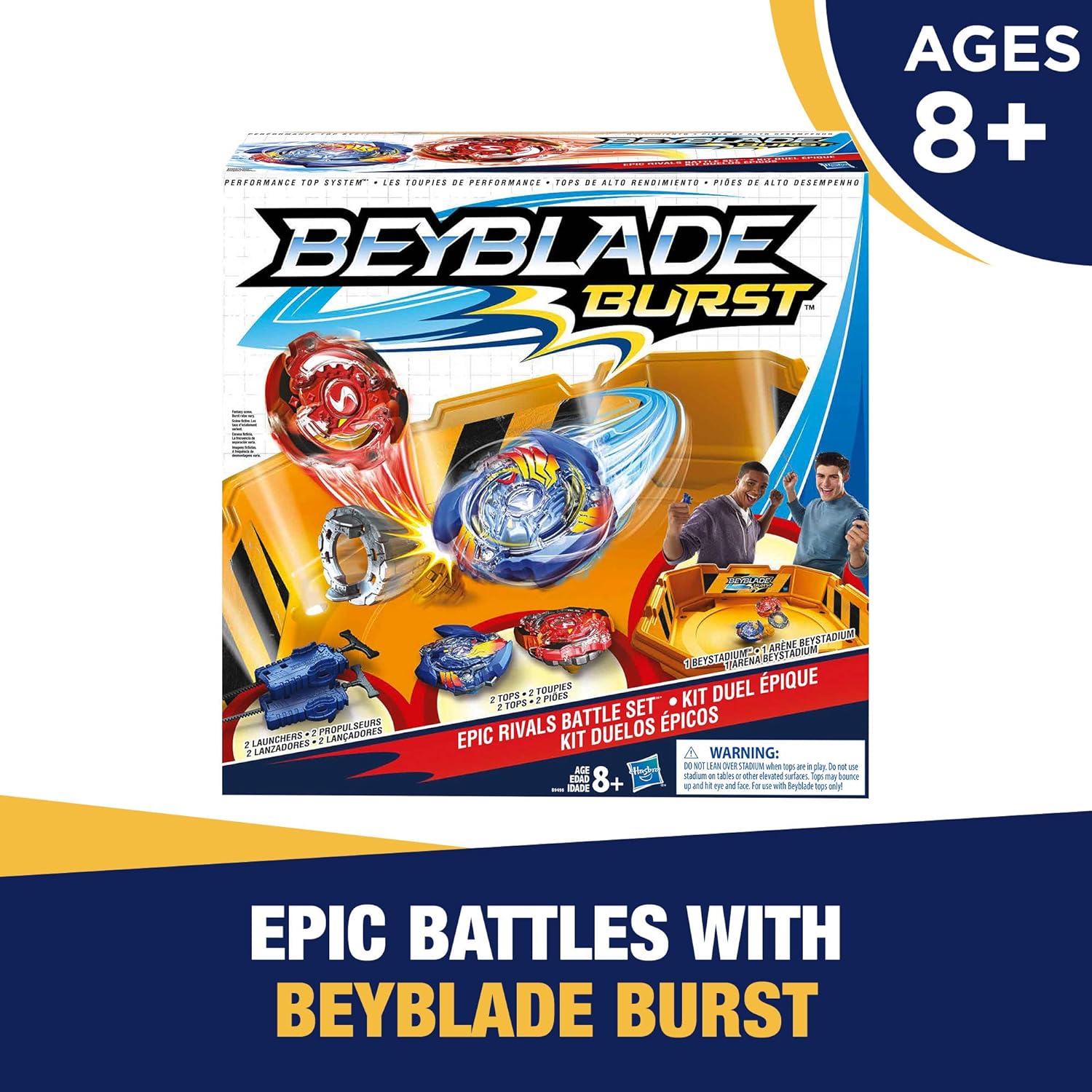 Beyblade Burst Epic Rivals Battle Set – Complete Set with Beystadium, Battling Tops, and Launchers – Age 8+