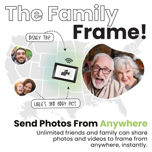 10in WiFi Digital Photo Frame w/Battery | Load Family Pictures by Email, App, Web, USB/SD | 32GB | Great Gift | Easy Touchscreen Setup | Plays Videos | Black