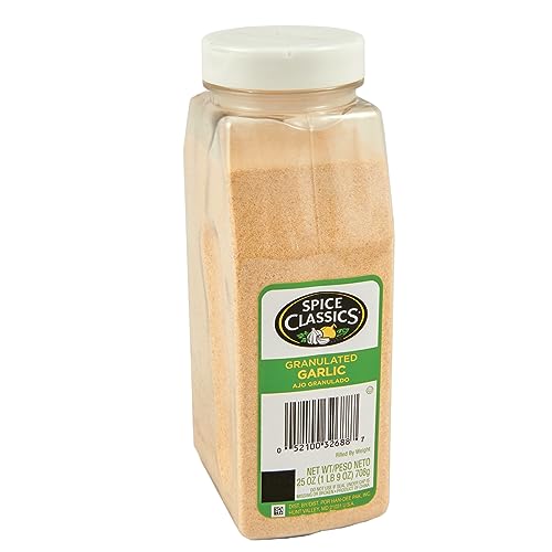 Spice Classics Granulated Garlic, 6.5 lb - One 6.5 Pound Container of Bulk Garlic Powder Seasoning to Flavor Vegetables, Meats, Salads, Dressings and More