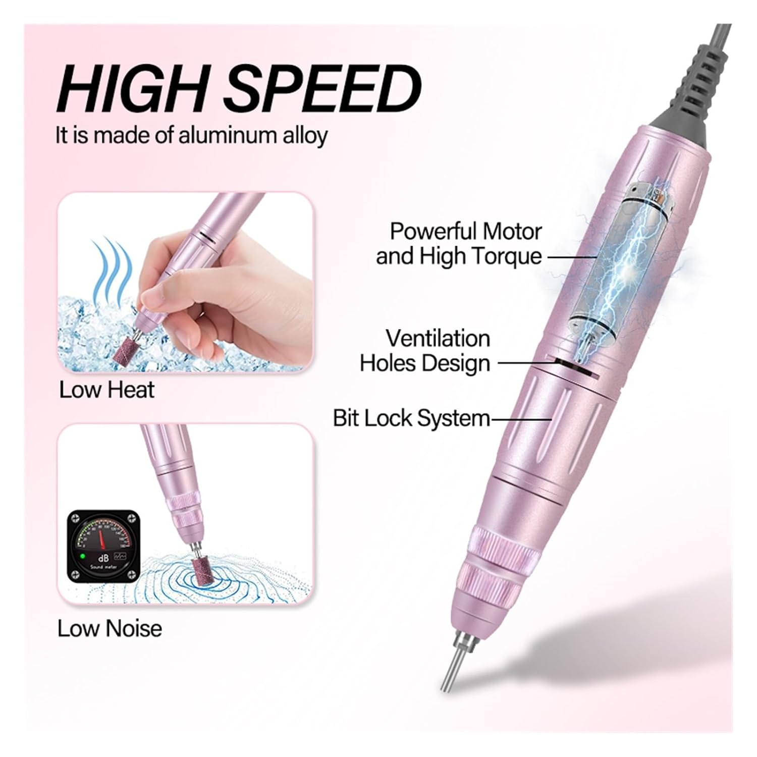 Nail Drill, 40000RPM Nail Drill Machine with HD Display Manicure Machine New Upgrade Electric Nail File with Cutter Nail Art Salon Tools Professional Nail Tools