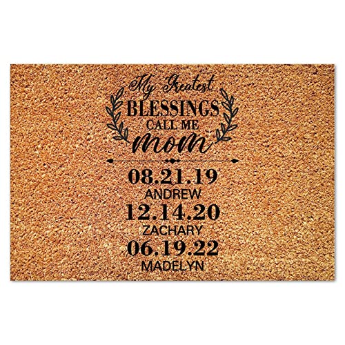 My Greatest Blessing Call Me Mom Coir Doormat Family Quote Coir Fiber Doormat Funny Thick Durable Non Slip Doormat Decorative for Indoor Outdoor Porch Home Entryway New Home Gift 16x24in