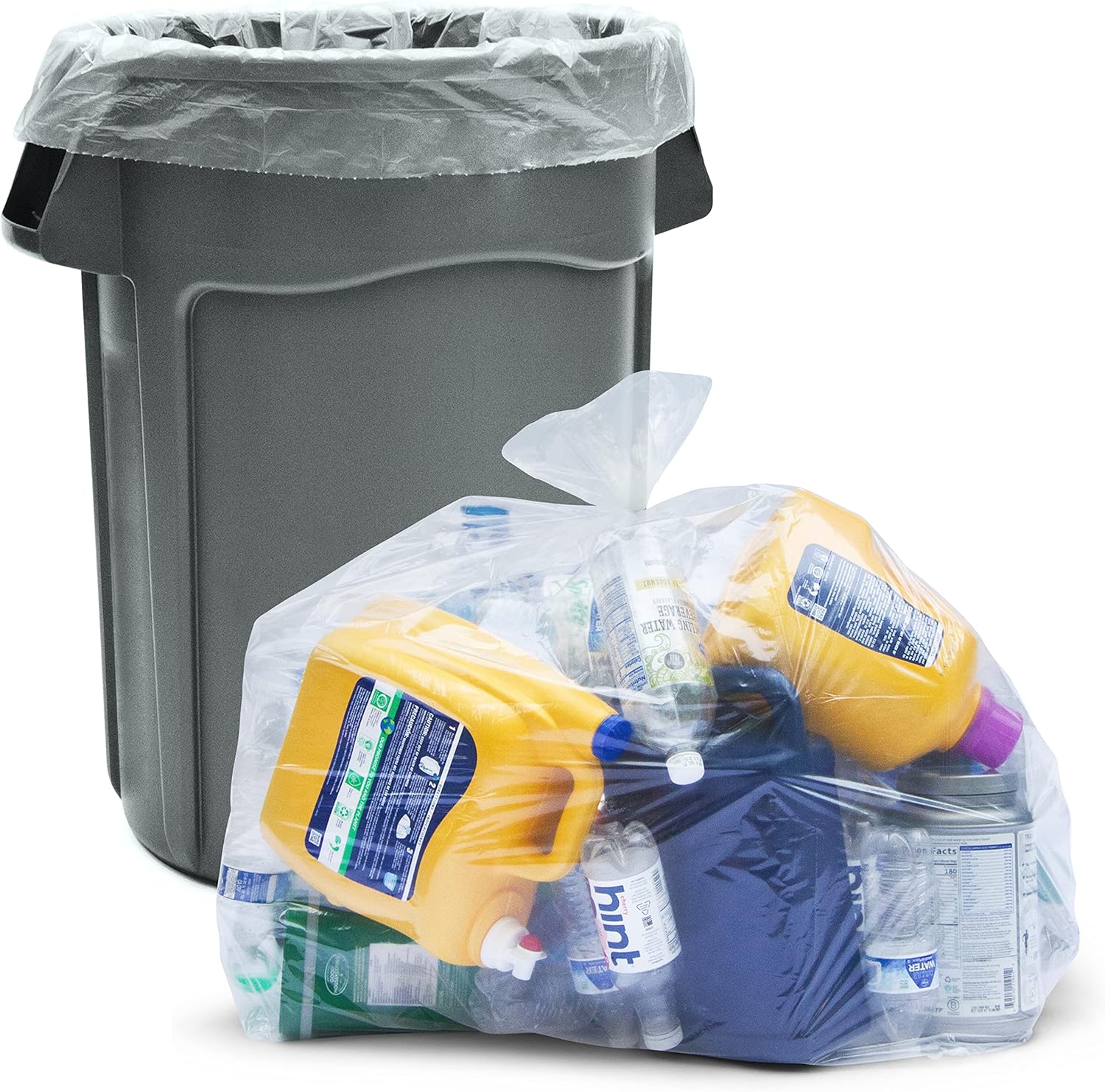 30-33 Gallon Clear Trash Bags Heavy Duty (Value Pack 100 Bags w/Ties) Large Clear Plastic Recycling Garbage Bags. Clear Large Trash Bags 30+, 32 Gallon