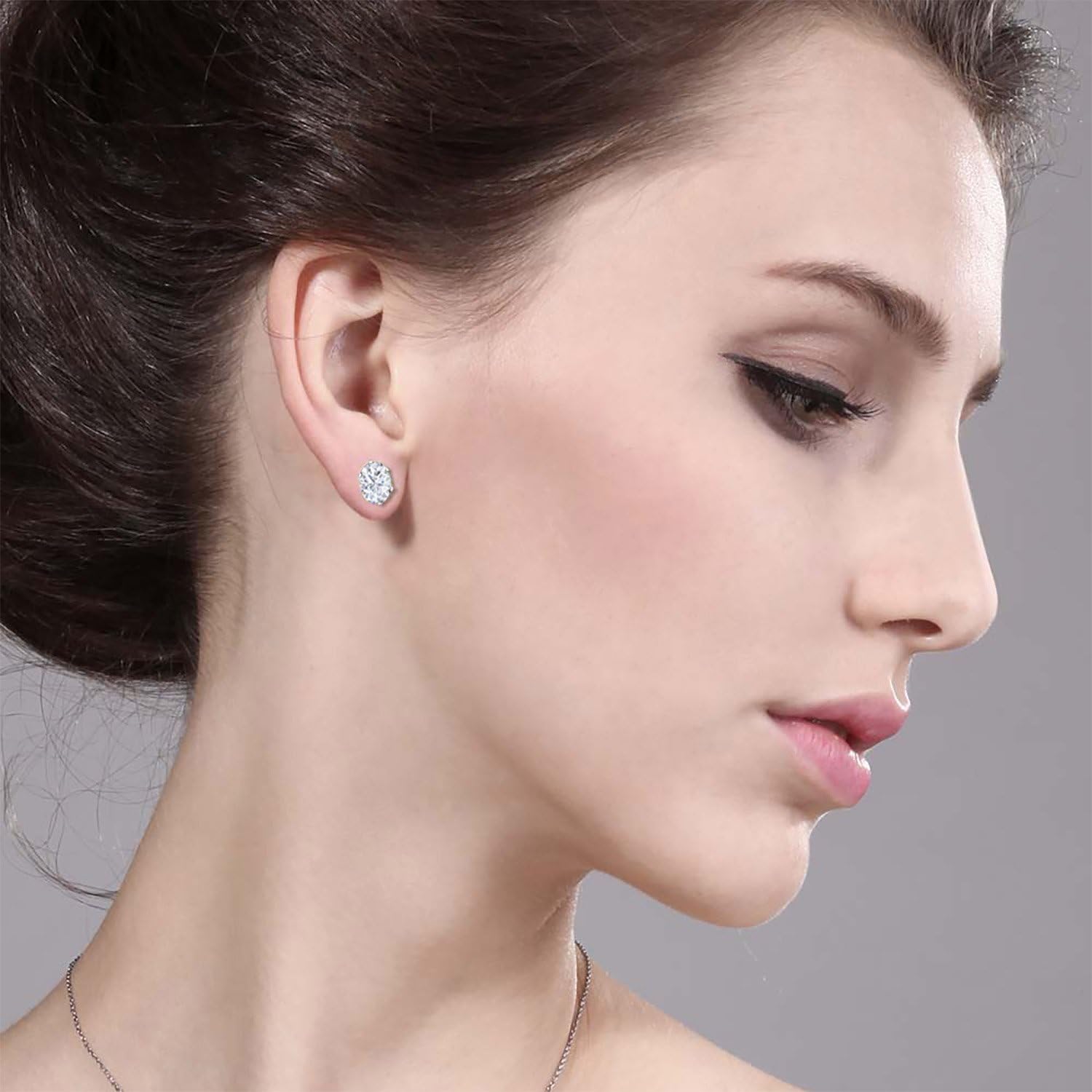 925 Sterling Silver White Moissanite from Charles & Colvard 6-Prongs Stud Earrings For Women (3.00 Cttw, Gemstone Birthstone, Oval 8X6MM)