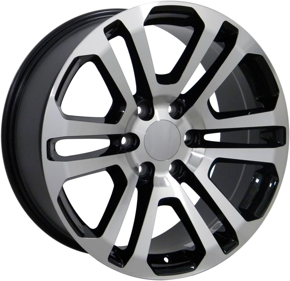 OE Wheels LLC 20 inch Rims Fits Chevy Silverado Tahoe Sierra Yukon Escalade CV99 Black Mach'd 20x9 CK158 Rim Hollander 4741 SET