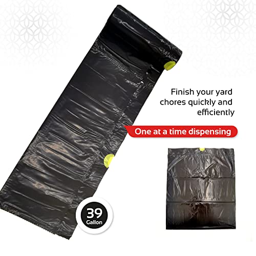 Tall, large and strong 39 gallons garbage bags. Drawstring Closure bag. Kitchen, yard, lawn & leaf, house and garage garbage. 50 Count. Bolsas de basura