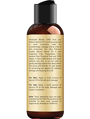 Handcraft Blends Organic Castor Oil - 4 Fl Oz - 100% Pure and Natural - Premium Grade Oil for Hair Growth, Eyelashes and Eyebrows - Carrier Oil - Hair and Body Oil - Expeller-Pressed and Hexane-Free