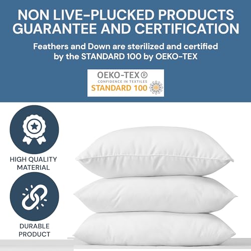 2 Pack King Luxury White Goose Down Pillow - 75% White Goose Feather & 25% White Goose Down 550 Fill Power