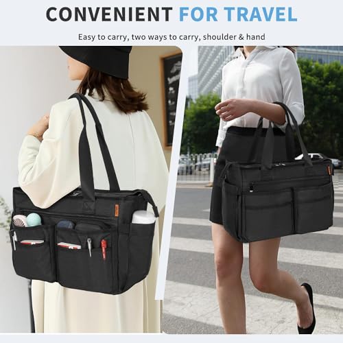 Utility Tote Bag for Women, Multi Pockets Shoulder Bag with Zipper, Laptop Handbag for Teacher, Working Women, Nurses