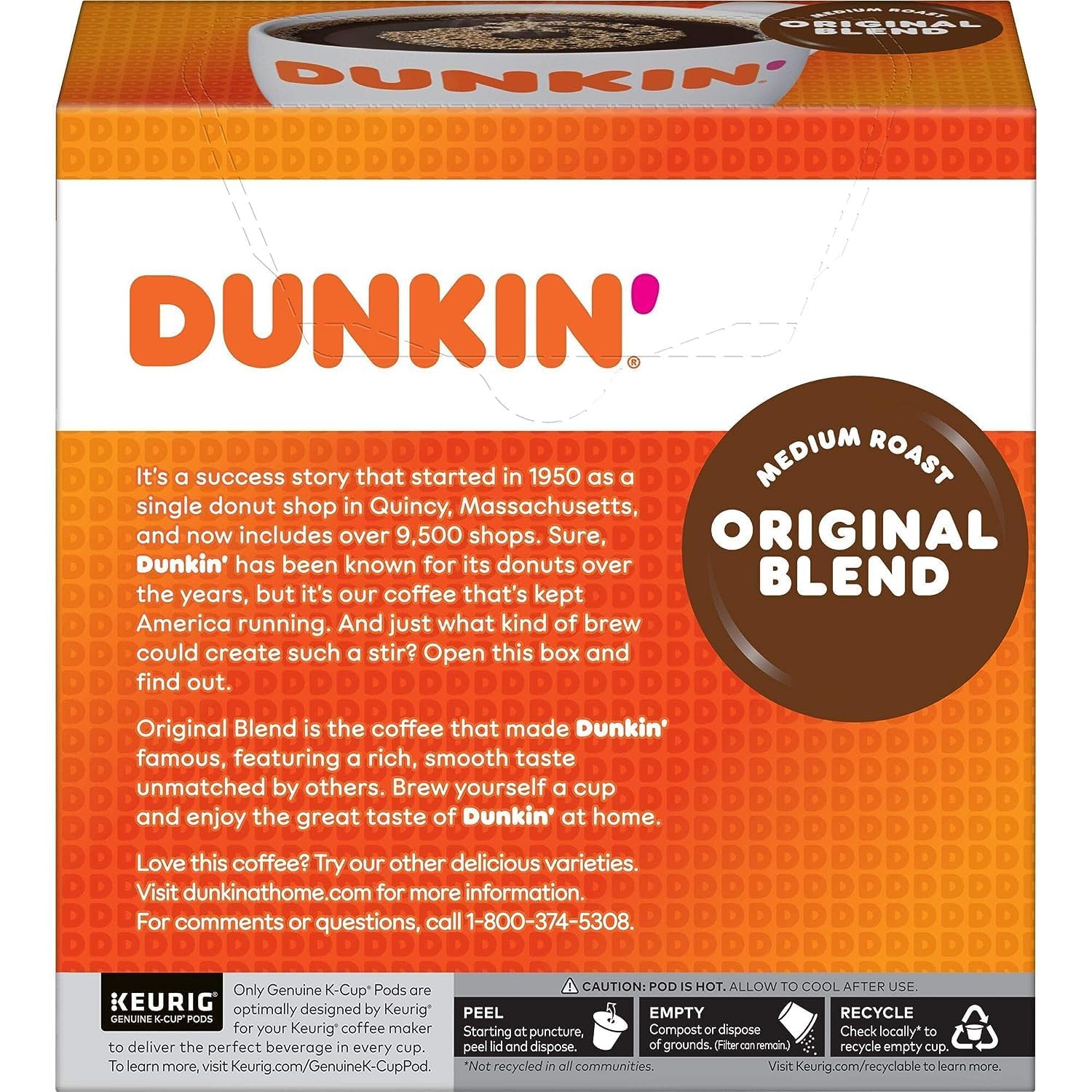 Dunkin Donuts Original Flavor Coffee K-Cups For Keurig K Cup Brewers, Packaging May Vary (24 Count)