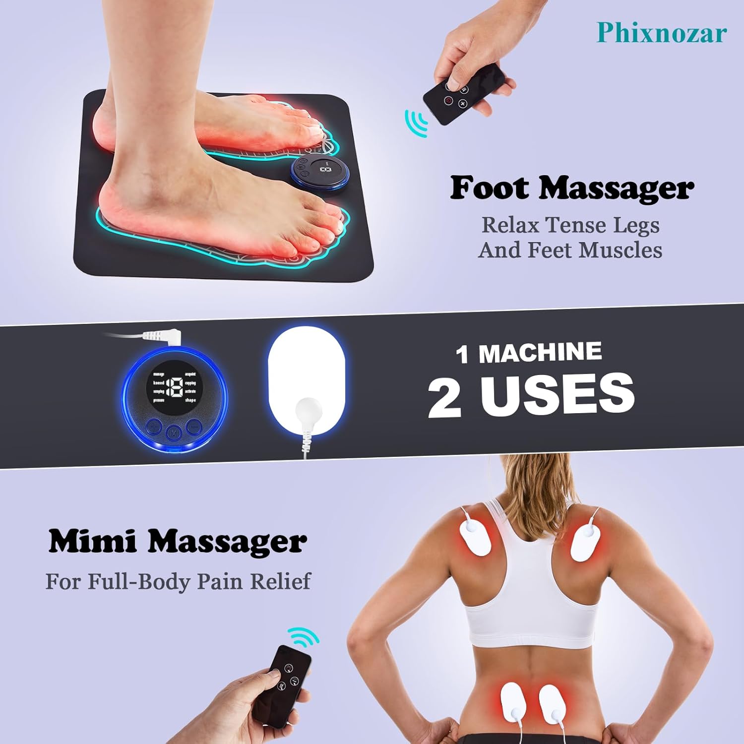 EMS Foot Massager Mat with Remote Control -Muscle Relaxation,Back & Leg Foot Massage,TENS (Mode:KTR-2492)