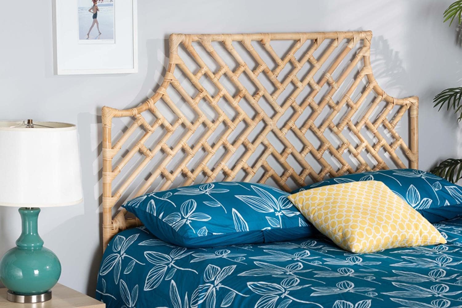 Baxton Studio Jayliah Modern Brown Rattan Queen Size Standalone Headboard