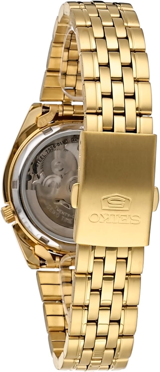 Seiko Men's SNK366K 5 Automatic Gold Dial Gold-Tone Stainless Steel Watch